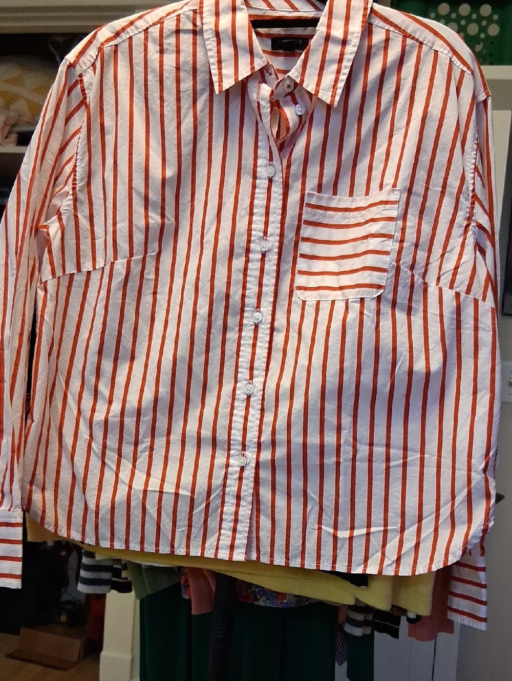 Talbot MWOT Womens Red Stripe Crop Boxy Blouse